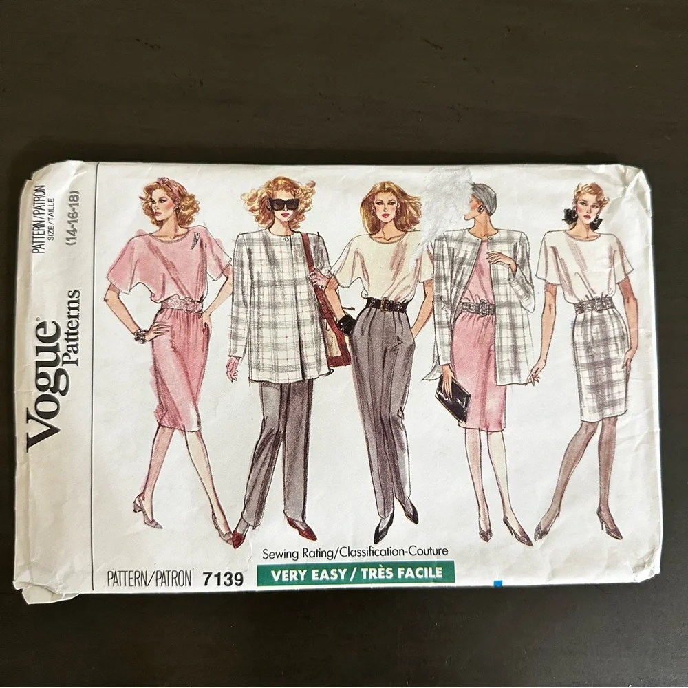 Vintage Sewing Pattern Vogue Patterns Skirt Blouse Suit Jacket Size 14-18 1980s